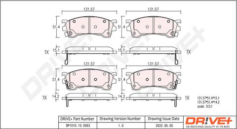 Dr!ve+ DP1010.10.0053 - Brake Pad Set, disc brake autospares.lv