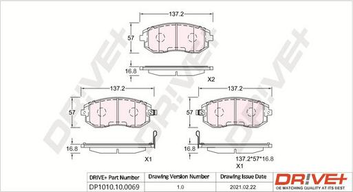 Dr!ve+ DP1010.10.0069 - Brake Pad Set, disc brake autospares.lv