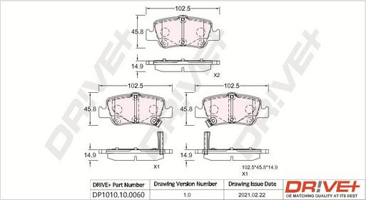 Dr!ve+ DP1010.10.0060 - Brake Pad Set, disc brake autospares.lv