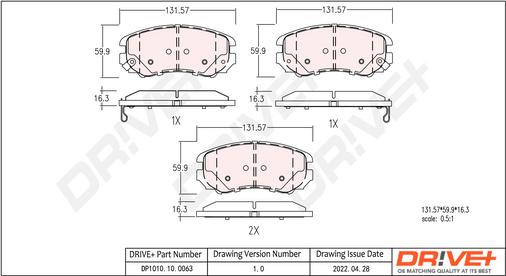 Dr!ve+ DP1010.10.0063 - Brake Pad Set, disc brake autospares.lv