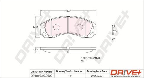 Dr!ve+ DP1010.10.0009 - Brake Pad Set, disc brake autospares.lv