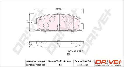 Dr!ve+ DP1010.10.0004 - Brake Pad Set, disc brake autospares.lv