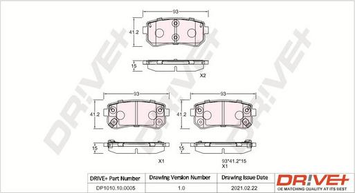 Dr!ve+ DP1010.10.0005 - Brake Pad Set, disc brake autospares.lv