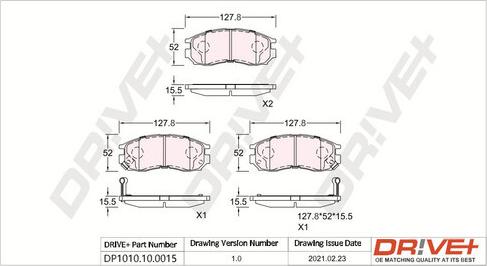 Dr!ve+ DP1010.10.0015 - Brake Pad Set, disc brake autospares.lv