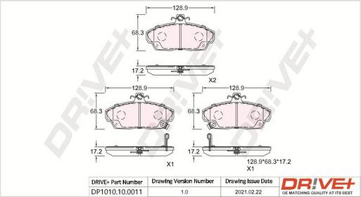 Dr!ve+ DP1010.10.0011 - Brake Pad Set, disc brake autospares.lv
