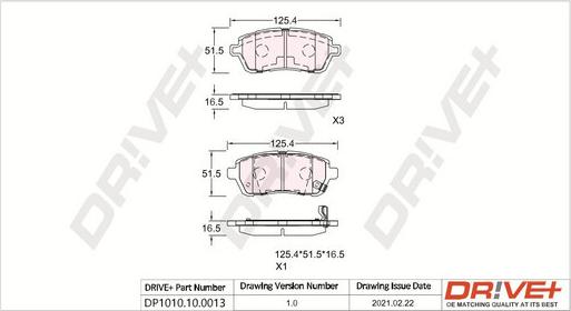 Dr!ve+ DP1010.10.0013 - Brake Pad Set, disc brake autospares.lv