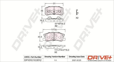 Dr!ve+ DP1010.10.0012 - Brake Pad Set, disc brake autospares.lv
