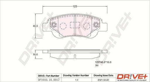 Dr!ve+ DP1010.10.0017 - Brake Pad Set, disc brake autospares.lv