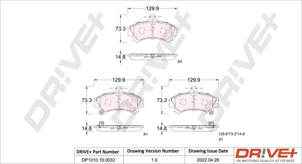 Dr!ve+ DP1010.10.0032 - Brake Pad Set, disc brake autospares.lv