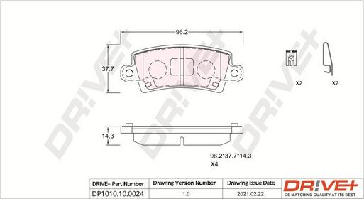 Dr!ve+ DP1010.10.0024 - Brake Pad Set, disc brake autospares.lv