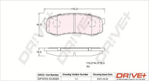 Dr!ve+ DP1010.10.0020 - Brake Pad Set, disc brake autospares.lv