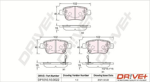 Dr!ve+ DP1010.10.0022 - Brake Pad Set, disc brake autospares.lv