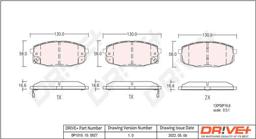Dr!ve+ DP1010.10.0027 - Brake Pad Set, disc brake autospares.lv