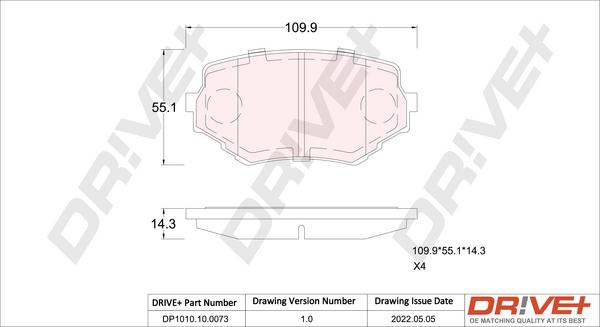 Dr!ve+ DP1010.10.0073 - Brake Pad Set, disc brake autospares.lv