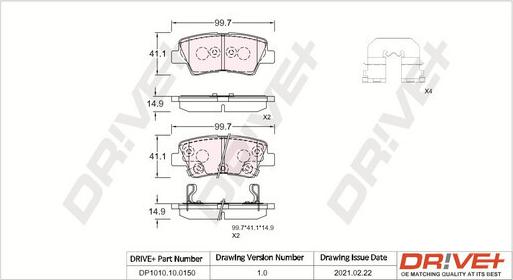 Dr!ve+ DP1010.10.0150 - Brake Pad Set, disc brake autospares.lv