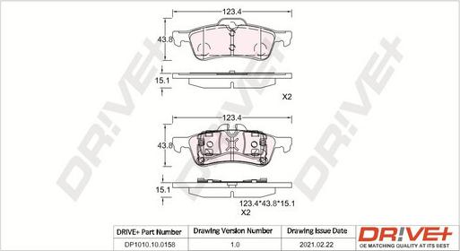 Dr!ve+ DP1010.10.0158 - Brake Pad Set, disc brake autospares.lv