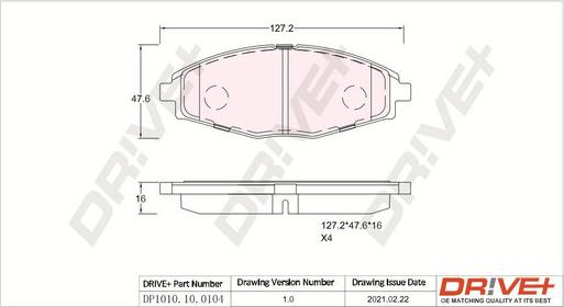 Dr!ve+ DP1010.10.0104 - Brake Pad Set, disc brake autospares.lv