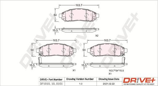 Dr!ve+ DP1010.10.0101 - Brake Pad Set, disc brake autospares.lv