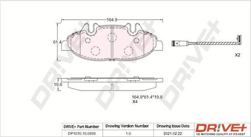 Dr!ve+ DP1010.10.0899 - Brake Pad Set, disc brake autospares.lv