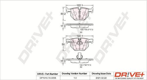 Dr!ve+ DP1010.10.0895 - Brake Pad Set, disc brake autospares.lv