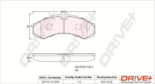 Dr!ve+ DP1010.10.0845 - Brake Pad Set, disc brake autospares.lv