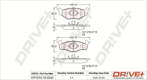 Dr!ve+ DP1010.10.0840 - Brake Pad Set, disc brake autospares.lv