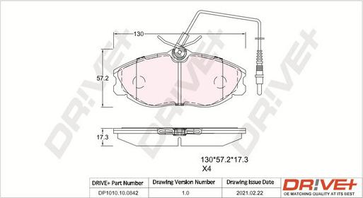 Dr!ve+ DP1010.10.0842 - Brake Pad Set, disc brake autospares.lv