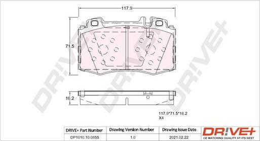 Dr!ve+ DP1010.10.0855 - Brake Pad Set, disc brake autospares.lv