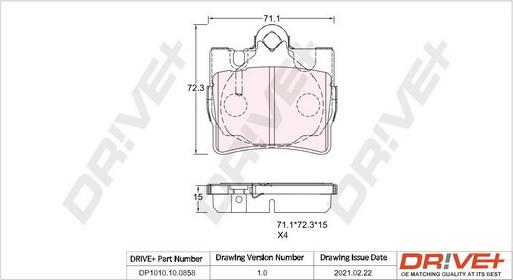 Dr!ve+ DP1010.10.0858 - Brake Pad Set, disc brake autospares.lv