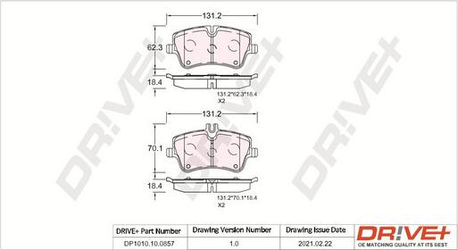 Dr!ve+ DP1010.10.0857 - Brake Pad Set, disc brake autospares.lv