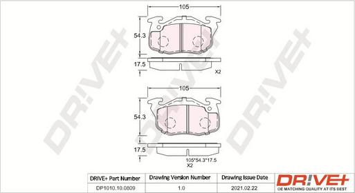 Dr!ve+ DP1010.10.0809 - Brake Pad Set, disc brake autospares.lv
