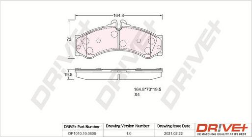 Dr!ve+ DP1010.10.0808 - Brake Pad Set, disc brake autospares.lv