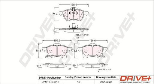 Dr!ve+ DP1010.10.0814 - Brake Pad Set, disc brake autospares.lv