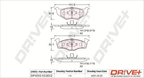 Dr!ve+ DP1010.10.0812 - Brake Pad Set, disc brake autospares.lv