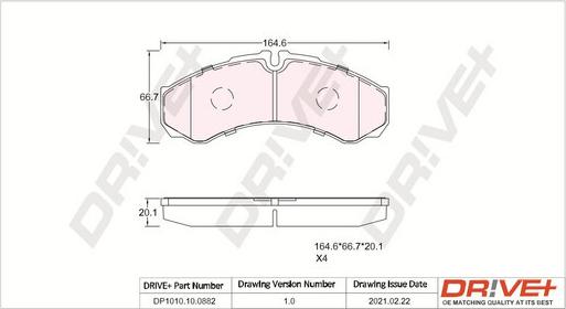 Dr!ve+ DP1010.10.0882 - Brake Pad Set, disc brake autospares.lv