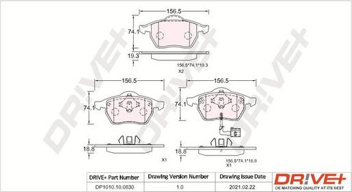 Dr!ve+ DP1010.10.0830 - Brake Pad Set, disc brake autospares.lv