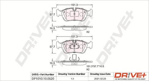 Dr!ve+ DP1010.10.0820 - Brake Pad Set, disc brake autospares.lv