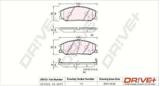 Dr!ve+ DP1010.10.0871 - Brake Pad Set, disc brake autospares.lv