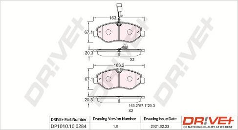 Dr!ve+ DP1010.10.0284 - Brake Pad Set, disc brake autospares.lv