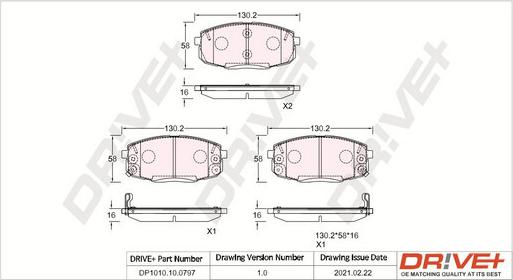 Dr!ve+ DP1010.10.0797 - Brake Pad Set, disc brake autospares.lv