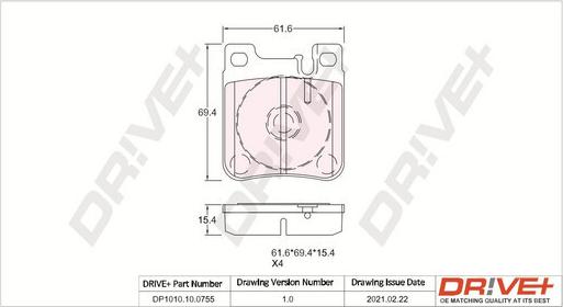 Dr!ve+ DP1010.10.0755 - Brake Pad Set, disc brake autospares.lv