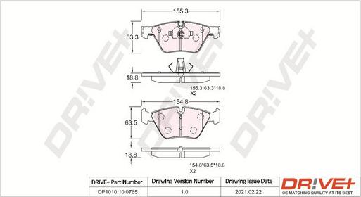 Dr!ve+ DP1010.10.0765 - Brake Pad Set, disc brake autospares.lv