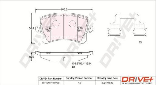 Dr!ve+ DP1010.10.0760 - Brake Pad Set, disc brake autospares.lv