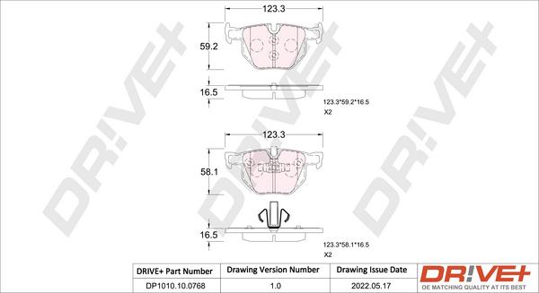 Dr!ve+ DP1010.10.0768 - Brake Pad Set, disc brake autospares.lv
