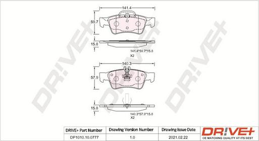 Dr!ve+ DP1010.10.0777 - Brake Pad Set, disc brake autospares.lv