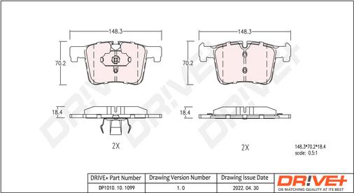 Dr!ve+ DP1010.10.1099 - Brake Pad Set, disc brake autospares.lv