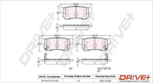 Dr!ve+ DP1010.10.1049 - Brake Pad Set, disc brake autospares.lv