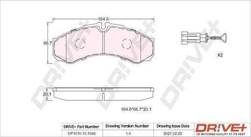 Dr!ve+ DP1010.10.1046 - Brake Pad Set, disc brake autospares.lv