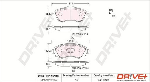 Dr!ve+ DP1010.10.1053 - Brake Pad Set, disc brake autospares.lv