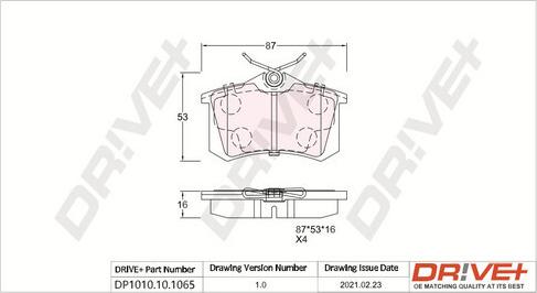 Dr!ve+ DP1010.10.1065 - Brake Pad Set, disc brake autospares.lv
